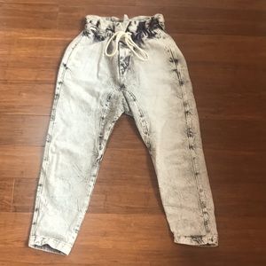 Bassike denim paper bag pants in Black size medium